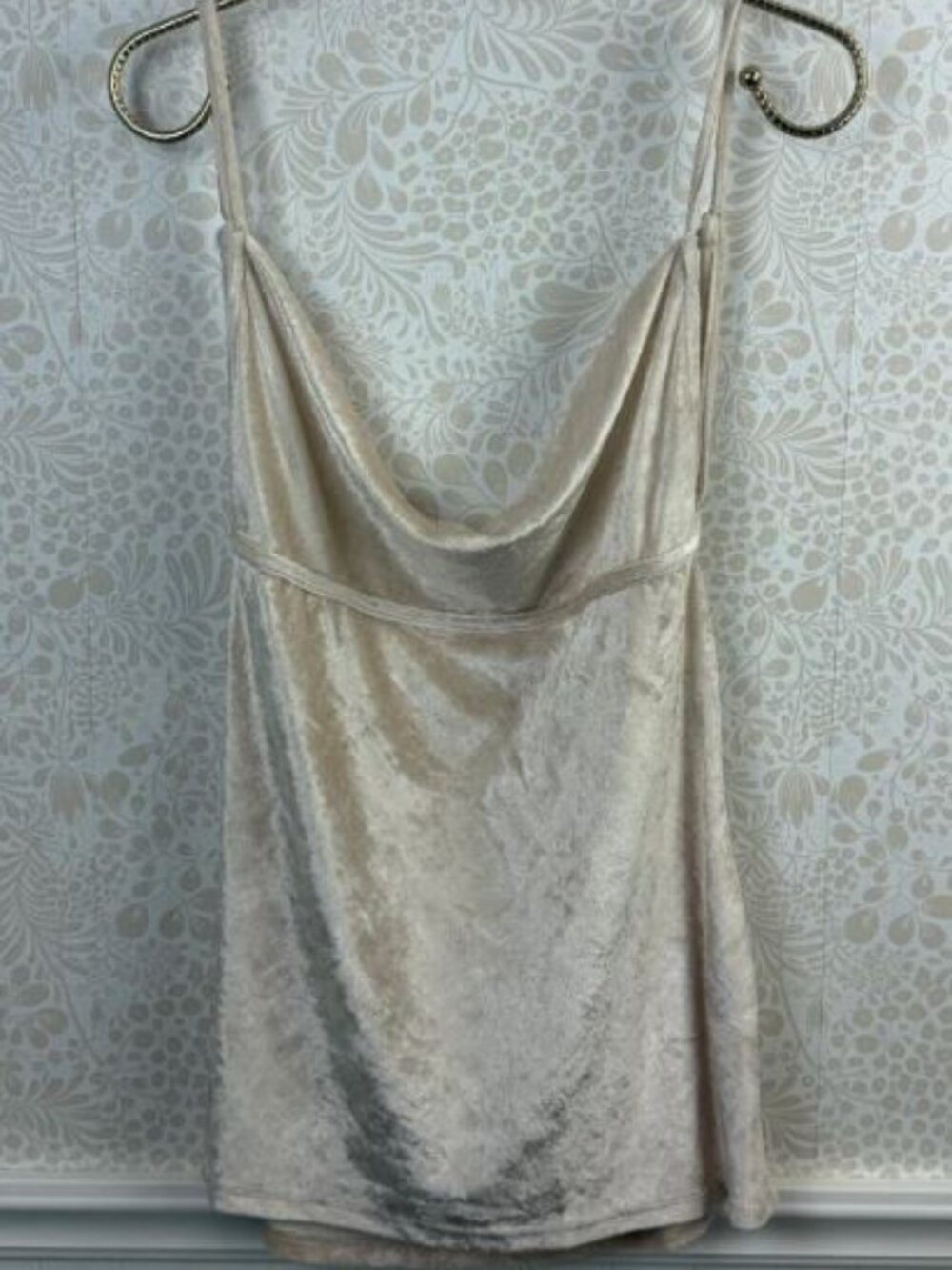 NWT Free People Velvet Cowl Neck Open Back Camisole Champagne - Size S $68